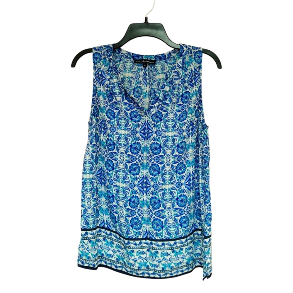 EUC Blue Patterned Sleeveless Top Size M